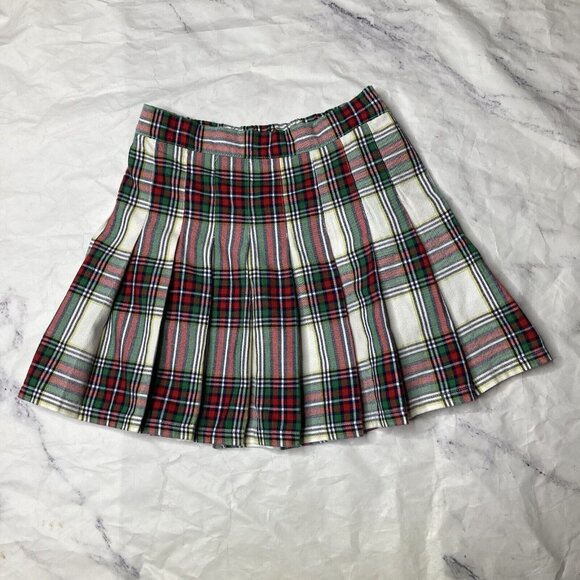 aerie Dresses & Skirts - Aerie Plaid Mini Plaid Skirt Womens Size XS Red Green Pleated school girl E81